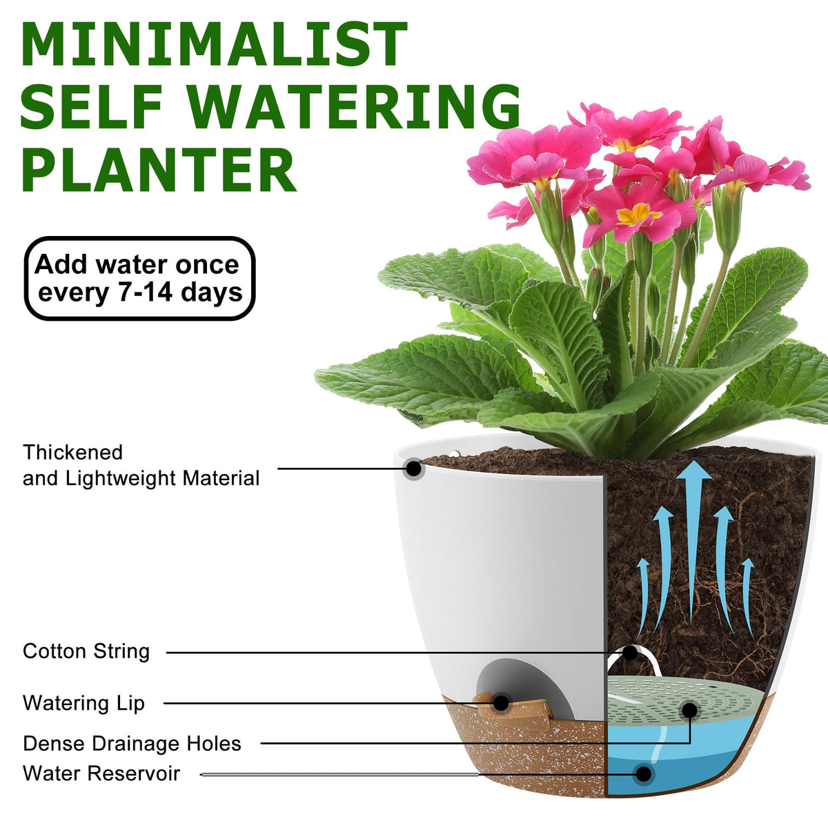 QRRICA planter with saucer white ideal for indoor and outdoor use.