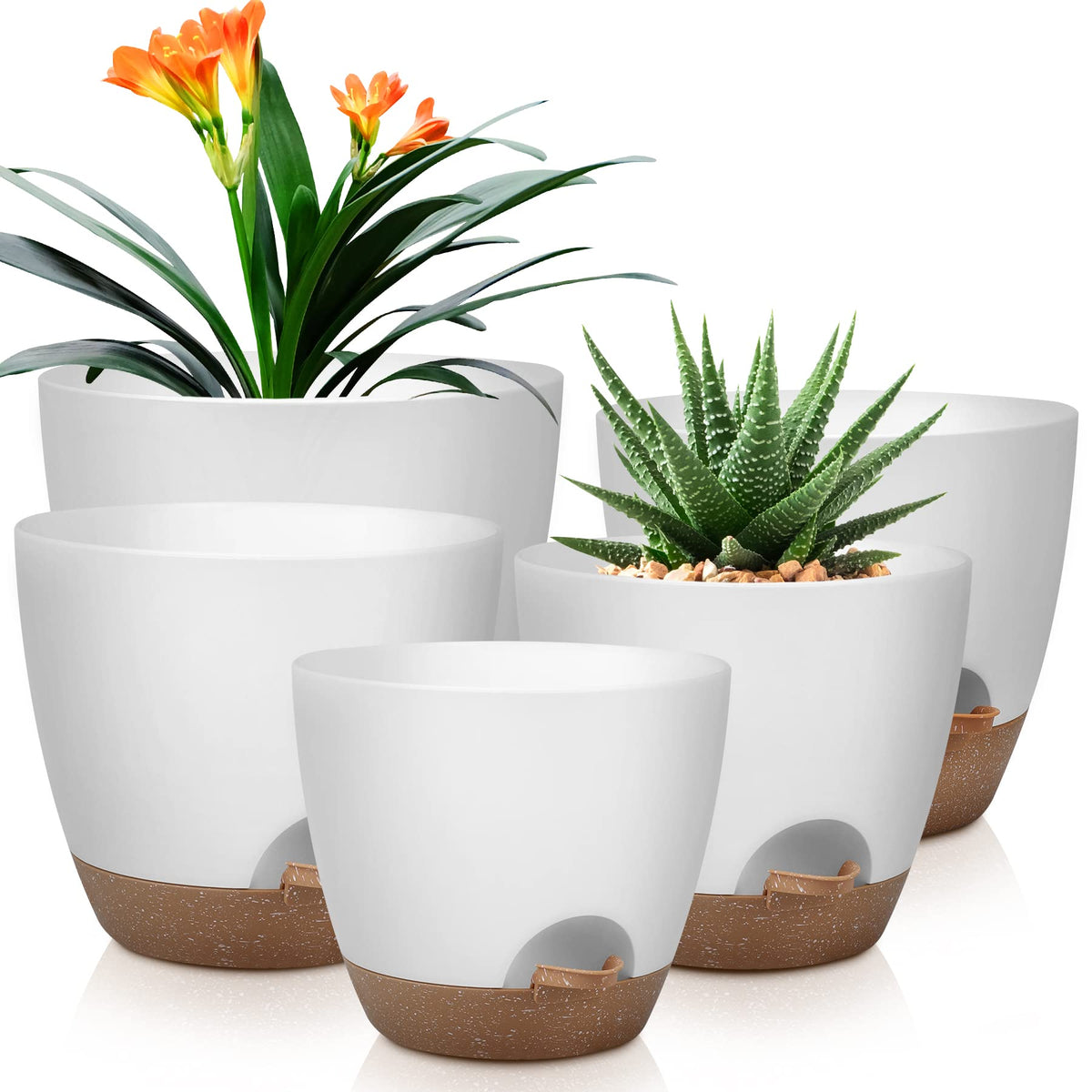 QRRICA 10-inch white self-watering pot for indoor plant care.