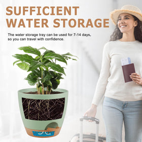 QRRICA 5-5-inch green pot fits compact spaces with tidy saucer