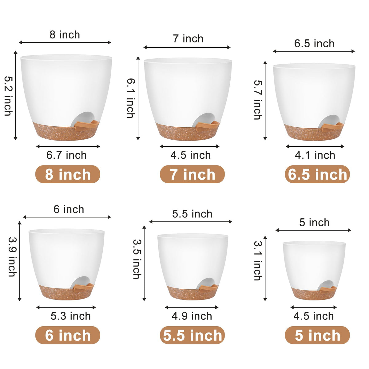 QRRICA self-watering pot 6.5-inch blends modern matte finish with practicality.