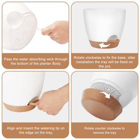 QRRICA self-watering pot 7-inch ideal for desks and patios with drainage.