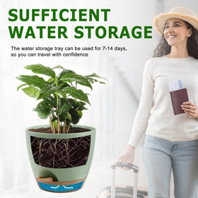 QRRICA self-watering pot 7-inch lightweight design fits compact spaces.