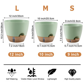 QRRICA self-watering pots 10-inch set ideal for indoor plant care