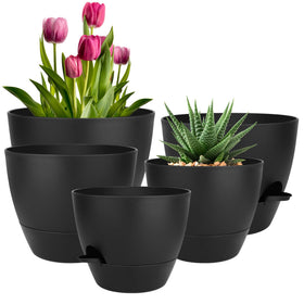 QRRICA 10 inch self-watering pot with saucer for indoor plants.