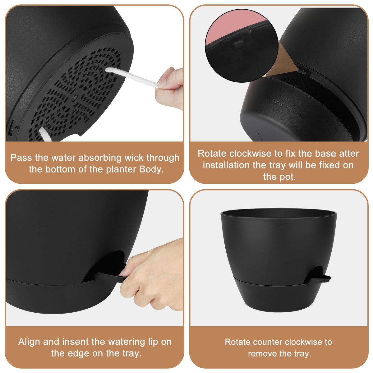 QRRICA 9 inch self-watering pot keeps herbs healthy when away.