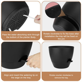 QRRICA 9 inch self-watering pot keeps herbs healthy when away.
