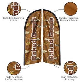 QSUM eye-catching baked goods flag print readable from afar.