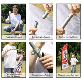 QSUM ground spike base provides stable outdoor setup.