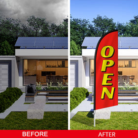QSUM outdoor banner attracts foot traffic for seasonal promotions.