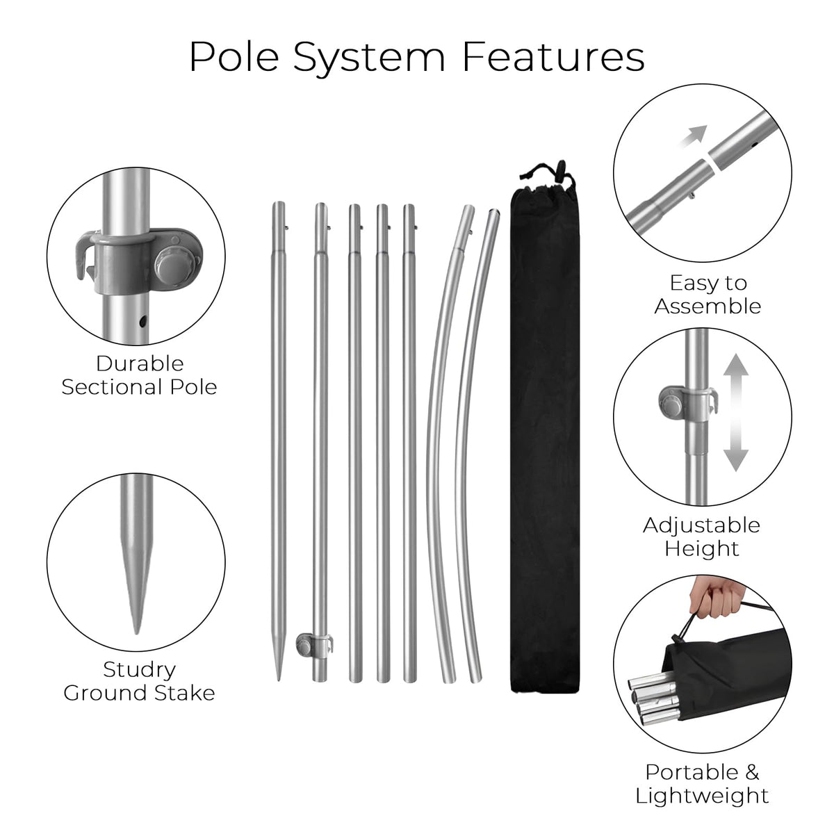 QSUM stainless steel flagpole offers wind resistance and stable display.