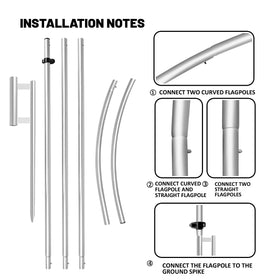 QSUM flag pole with ground spike provides stable display on varied surfaces