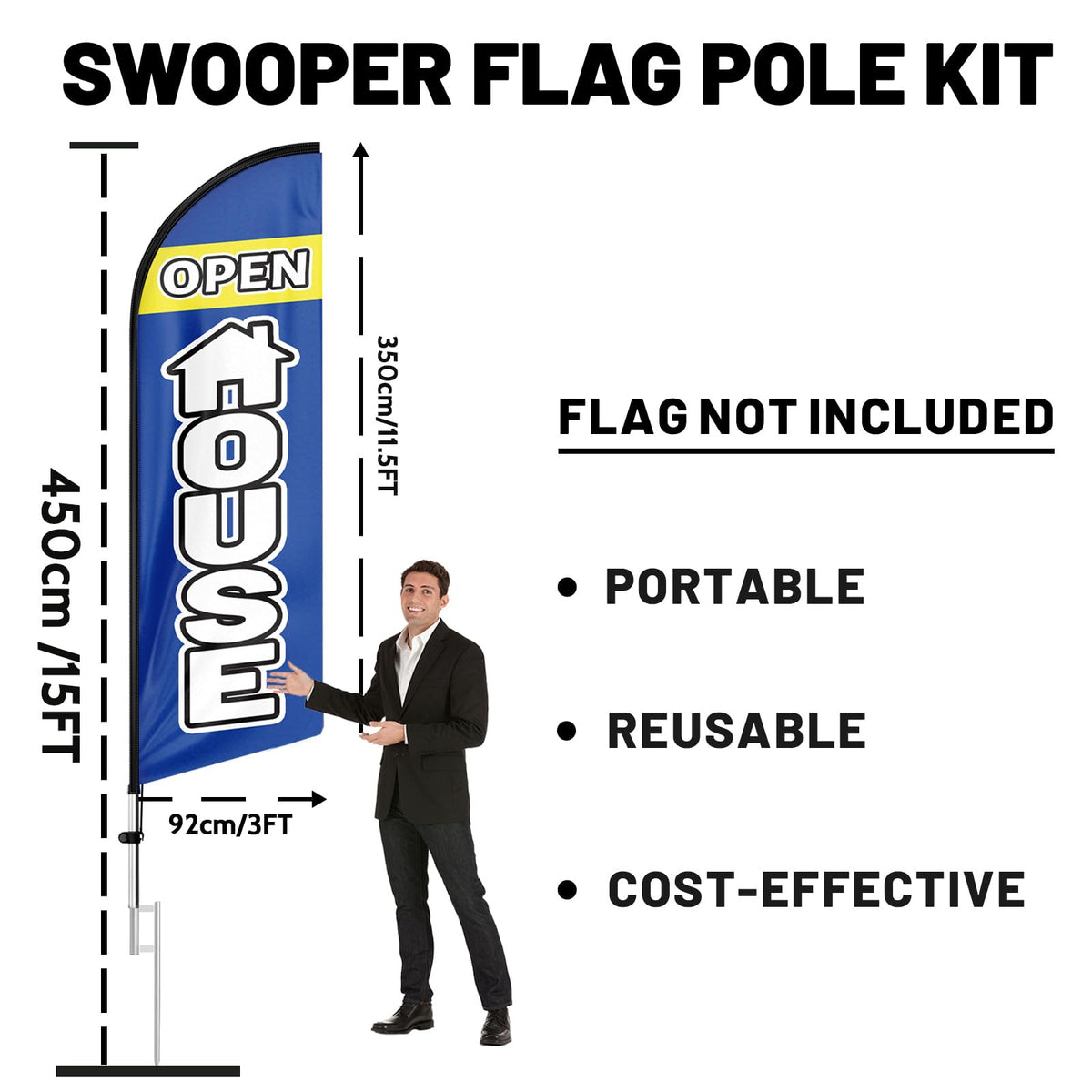QSUM heavy-duty base ensures durable outdoor banners stay put
