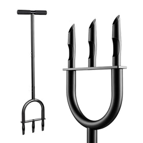 Qsxou manual lawn core aerator with three hollow tines for easy soil core extraction