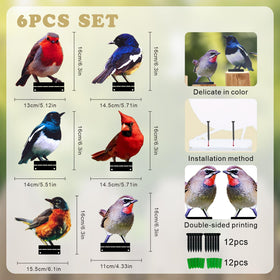 Qtaikong metal bird sculptures with built-in hanging tabs for quick installation.