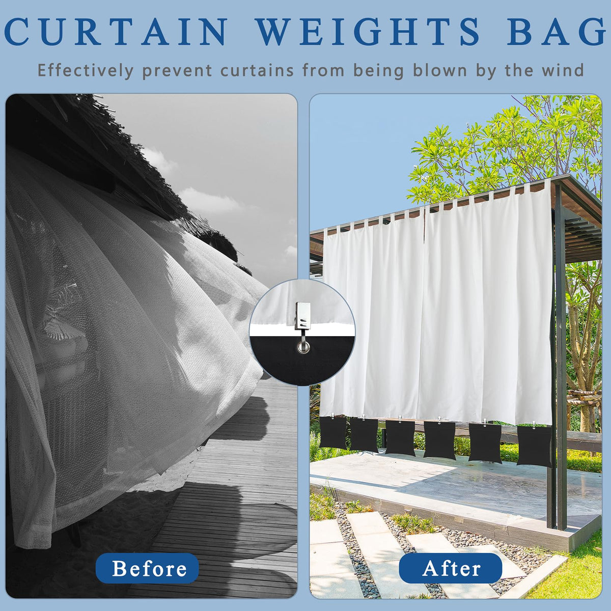QTRQTR gazebo weight bags with rust-proof clips secure canopies