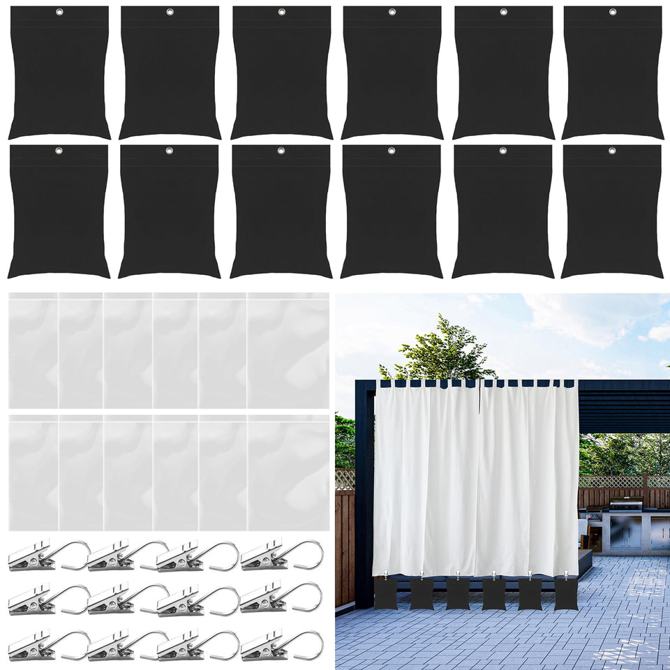 QTRQTR outdoor curtain weights 12-pack stabilize windy drapes