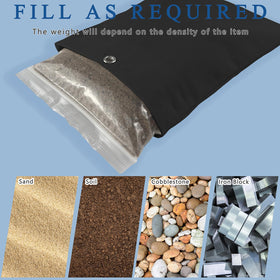 QTRQTR heavy-duty canvas weights resist wind and hold drapes