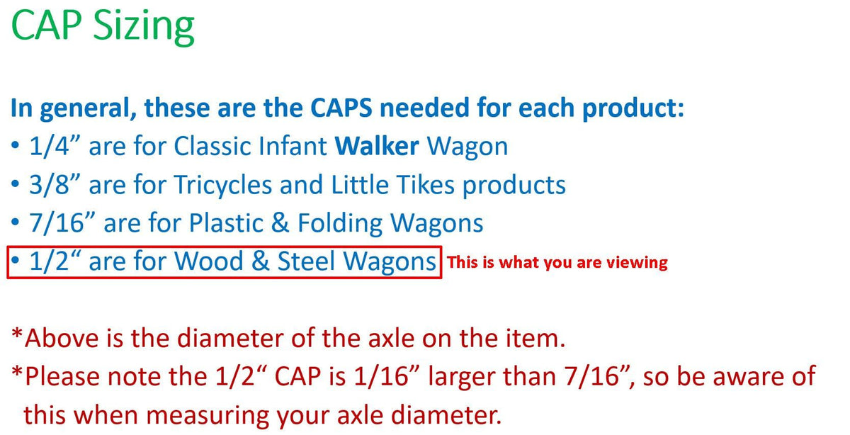 Quadrapoint hub cap compatible with multiple Red Wagon models helps secure wheels