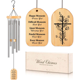 Quaintir Christian wind chime with cross and Bible verses for porch serenity and faith