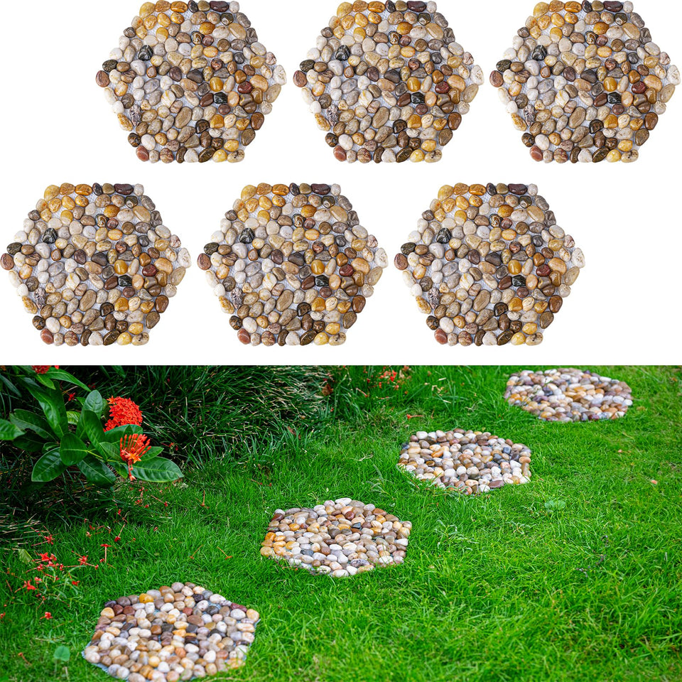 Qualdout river rocks stepping stones hexagon ideal for creating a mud-free garden path