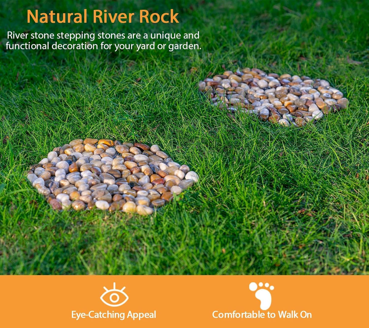 Qualdout river rocks stepping stones hexagon enhance lawn edges with durable walkway