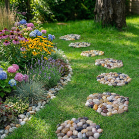 Qualdout stepping stones hexagon provide quick surface for patios and beds