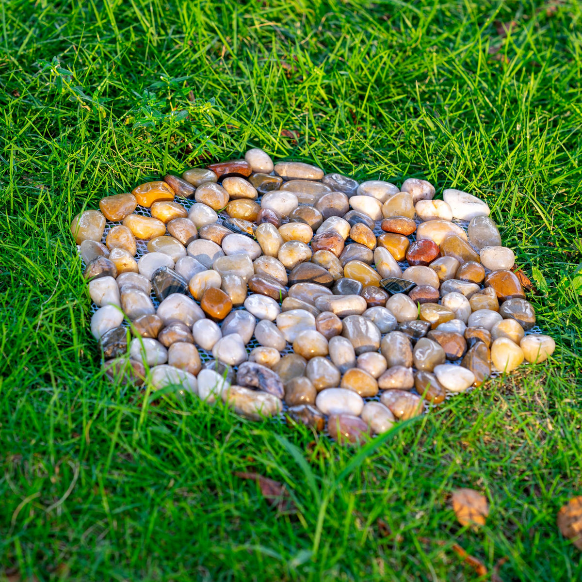 Qualdout river rocks stepping stones define walkways along paths and patios