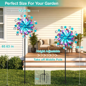 Qualdout wind spinner features auto color glow at dusk for ambient atmosphere.