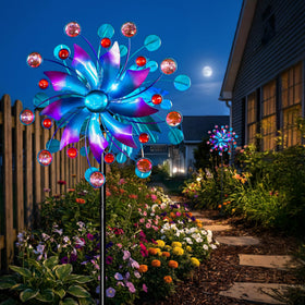 Qualdout Solar Wind Spinner includes glass ball light for evening illumination.