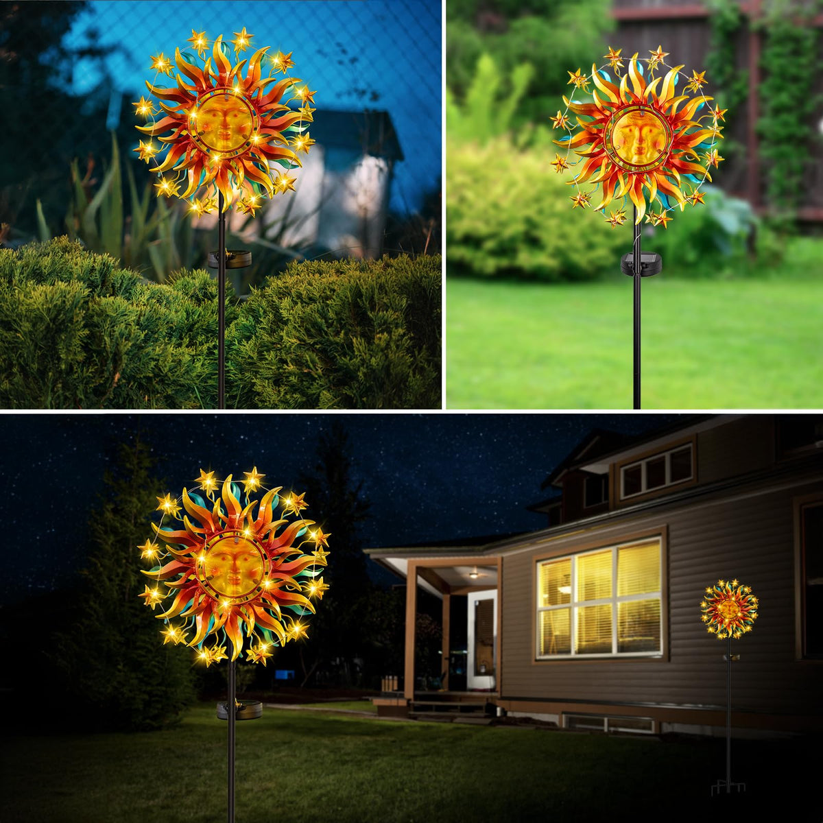 Qualdout Solar Wind Spinner ground stake provides stable yard installation.