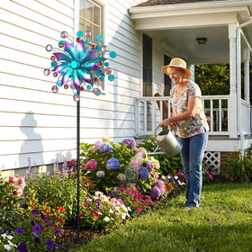 Qualdout Solar Wind Spinner jeweled accents sparkle in sunlight for whimsical garden paths.
