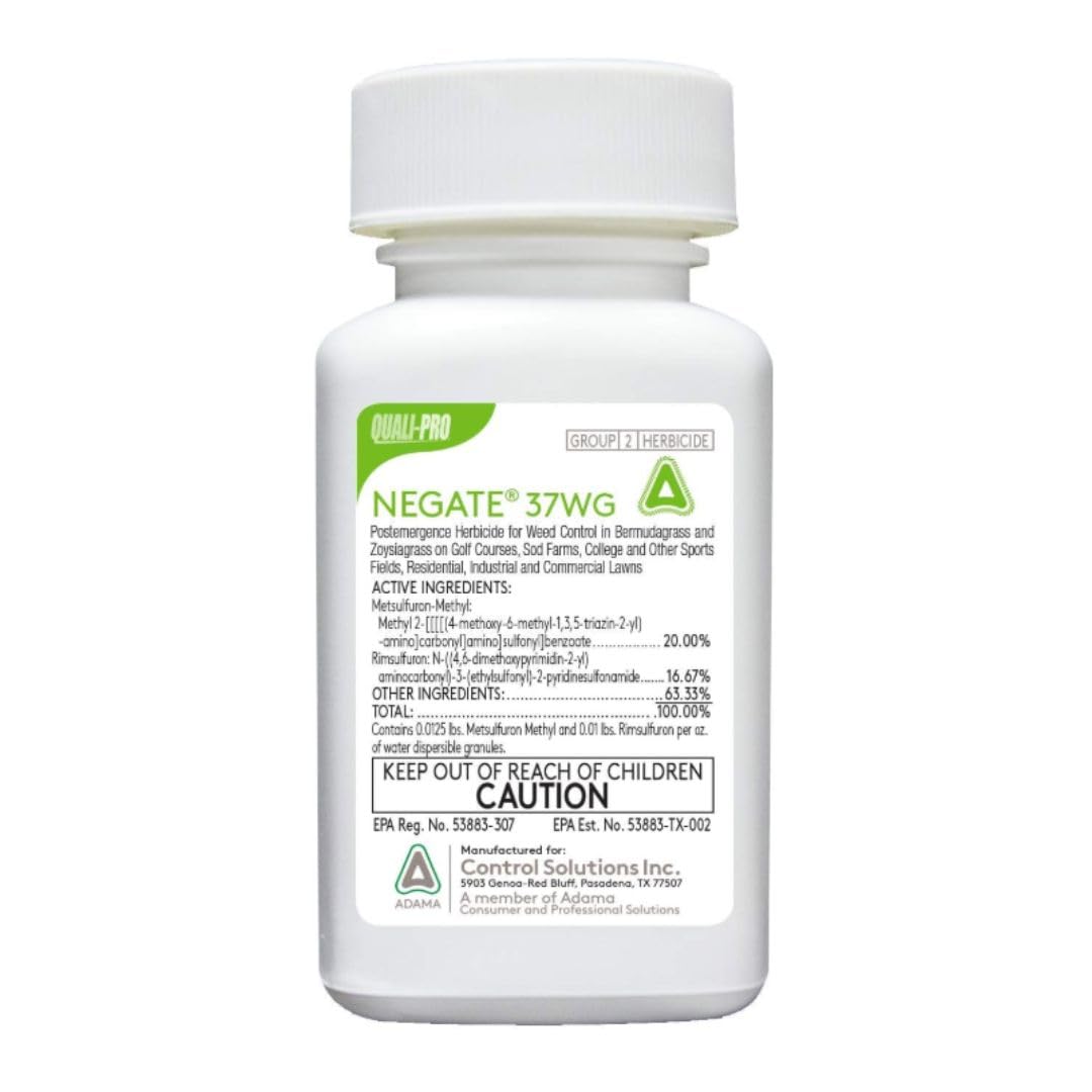 Quali-Pro Negate 37WG bottle label for broadleaf weed control in turf