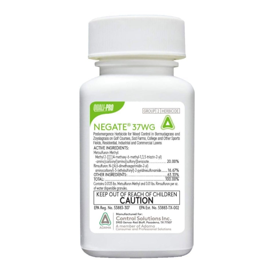 Quali-Pro Negate 37WG bottle label for broadleaf weed control in turf