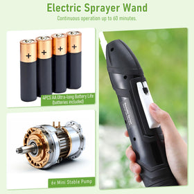 Qualirey sprayer offers 20-foot reach for distant spraying.