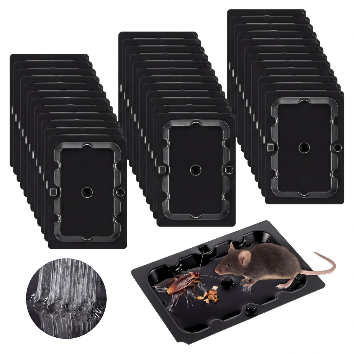 Qualirey 36-pack sticky mouse traps displayed for indoor use, ready to deploy.