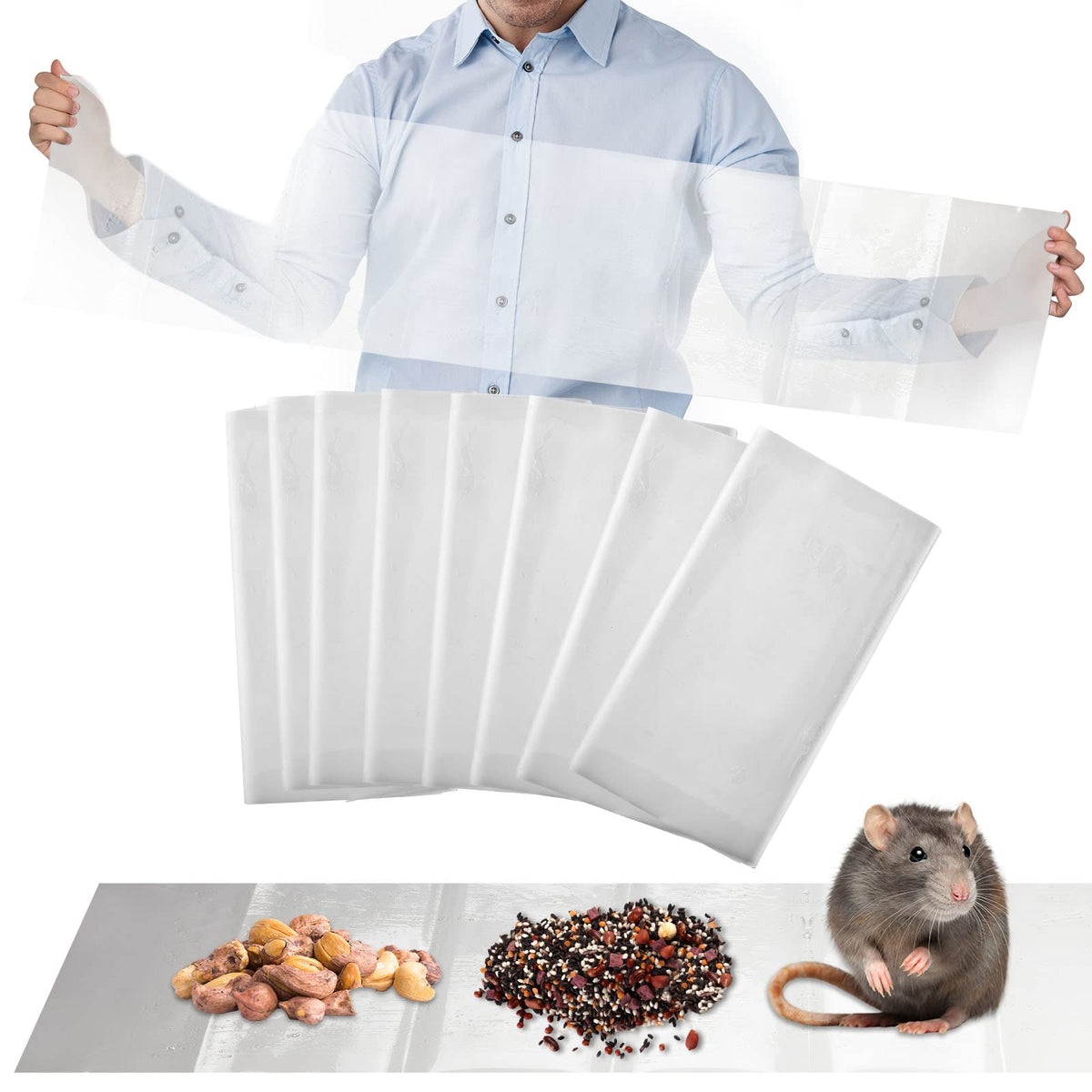 Qualirey 47x11 inch sticky trap with strong adhesion for mice and rats.