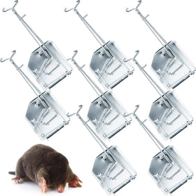 Qualirey 8-pack mole traps ready for quick setup to protect lawns from moles