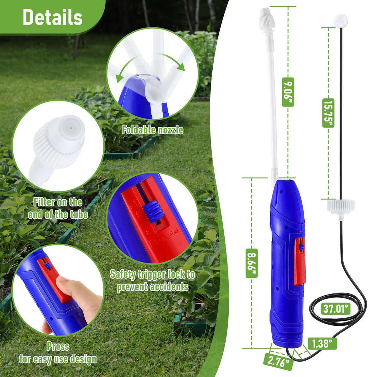 Qualirey adjustable-nozzle sprayer wand offering versatile mist and stream.