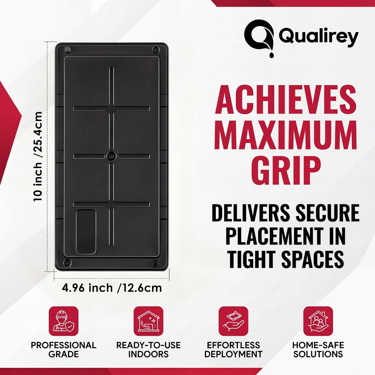 Qualirey placement guidance showing traps along walls for best contact.