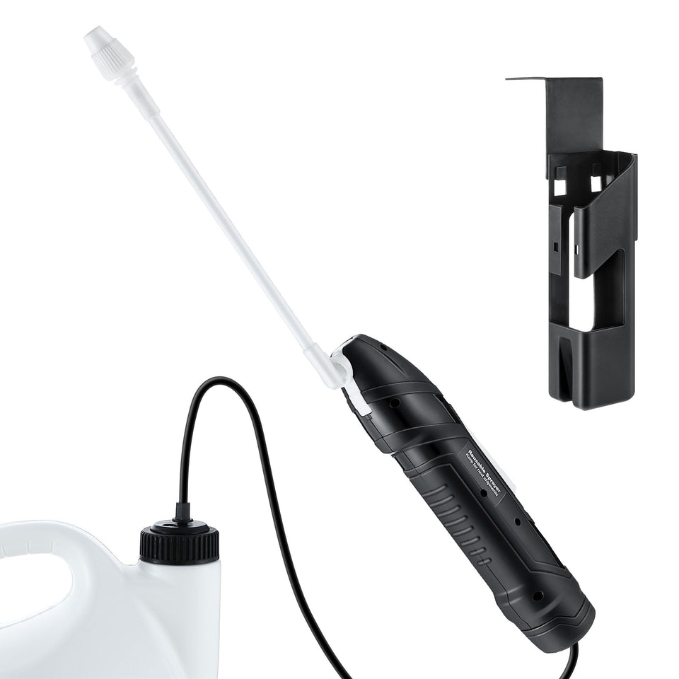 Qualirey sprayer wand with holster facilitates easy, on-the-go garden tasks.