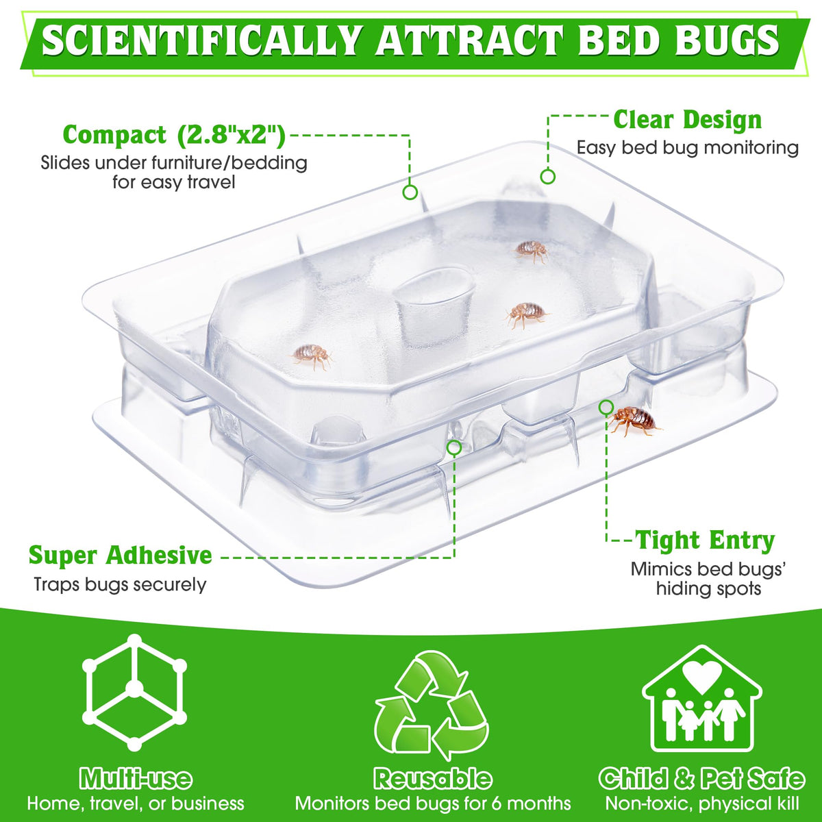 Qualirey bed bug detector under bed leg demonstrates discreet protection