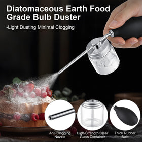 Qualirey duster with glass container highlights powder level for timely refills