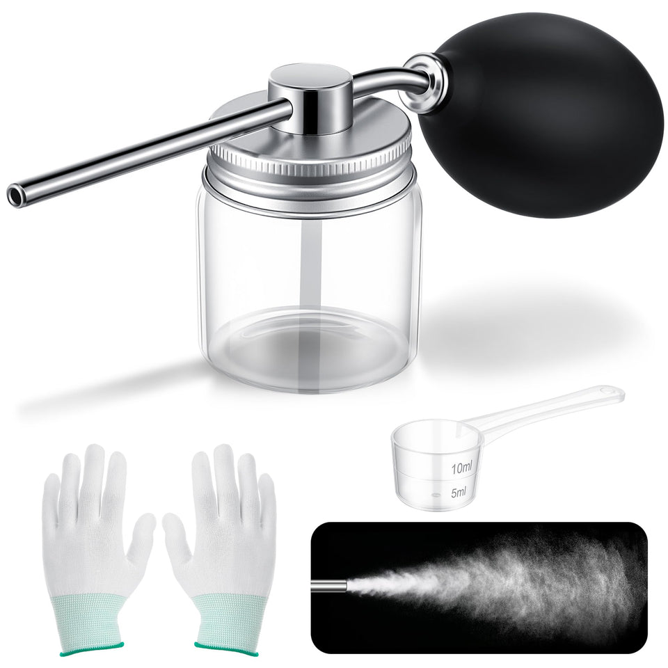 Qualirey diatomaceous round bulb duster side view for even powder distribution