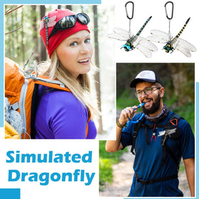 Qualirey dragonfly hat clip hook attachment demonstrates easy hanging on hats or bags.