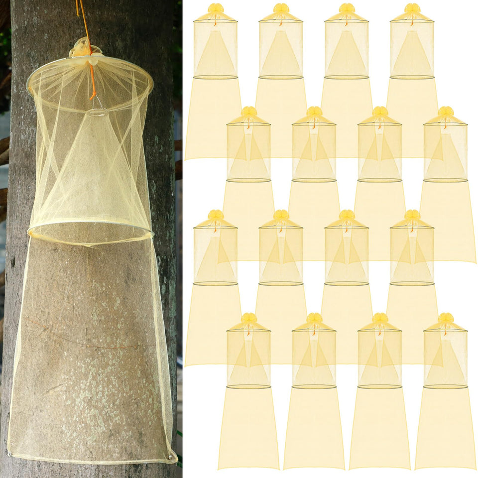 Qualirey front packaging showing 16 yellow mesh sleeves for easy garden protection