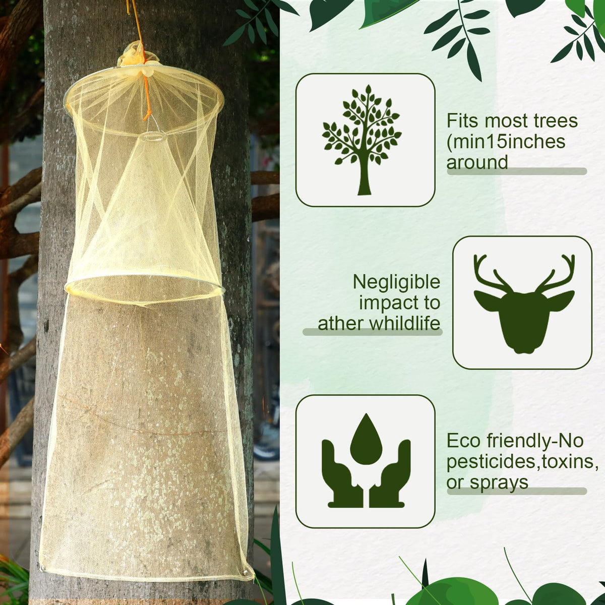 Qualirey hanging on tree installed to catch lanternflies effectively