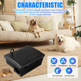 Qualirey heavy-duty black rat station, waterproof and durable for outdoor use.