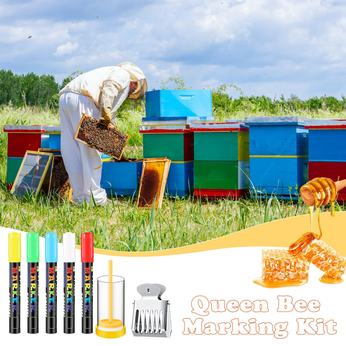 Qualirey queen marker pen blue for rapid identification in busy hives