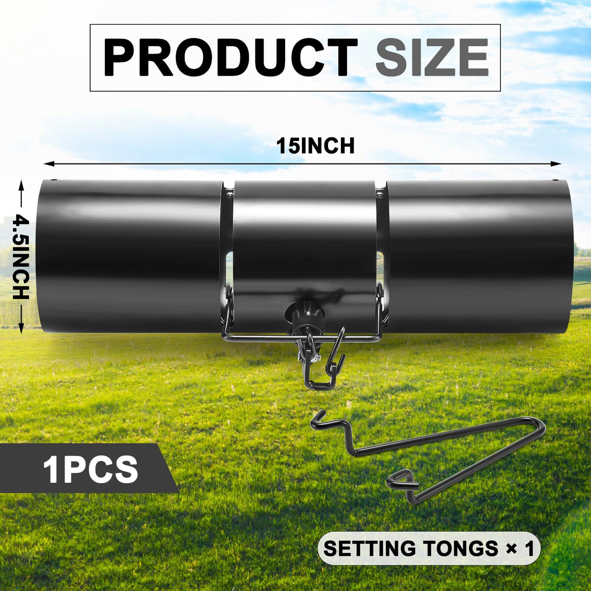 Qualirey setting tongs included simplifies trap setup for quick use.