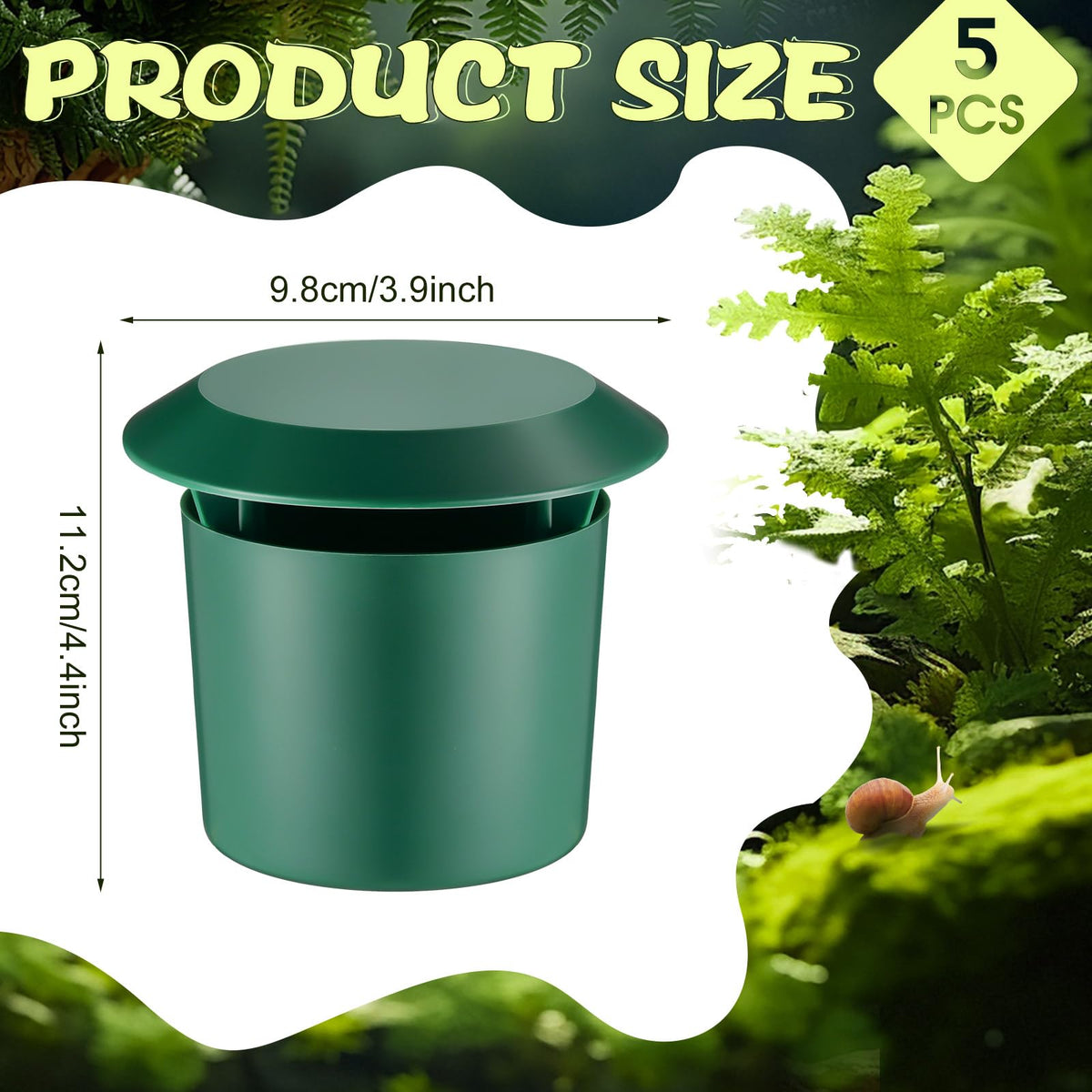 Qualirey snail trap green side view shows compact placement options